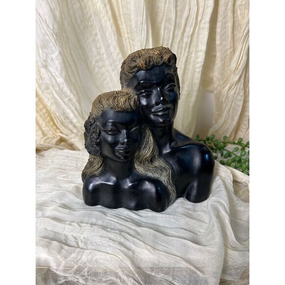 Captivating Black Exotic Hawaiian Coral‎ Signed Bust 1970's